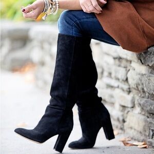 NEW Sam Edelman Caprice Black Suede Heeled Boot sz 6